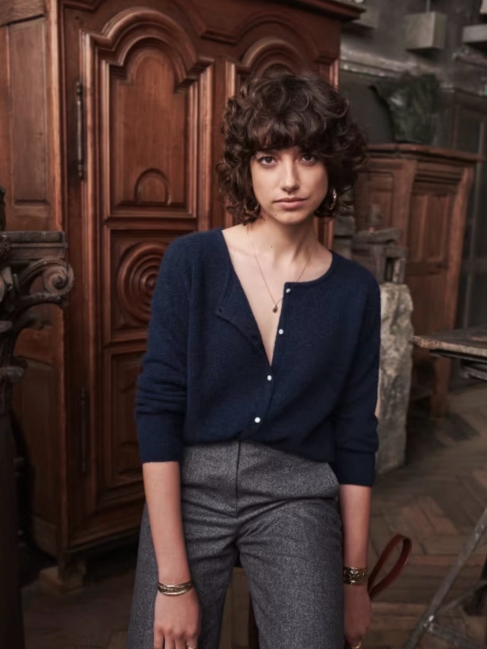 Sezane Gaspard Cardigan in Navy in size small